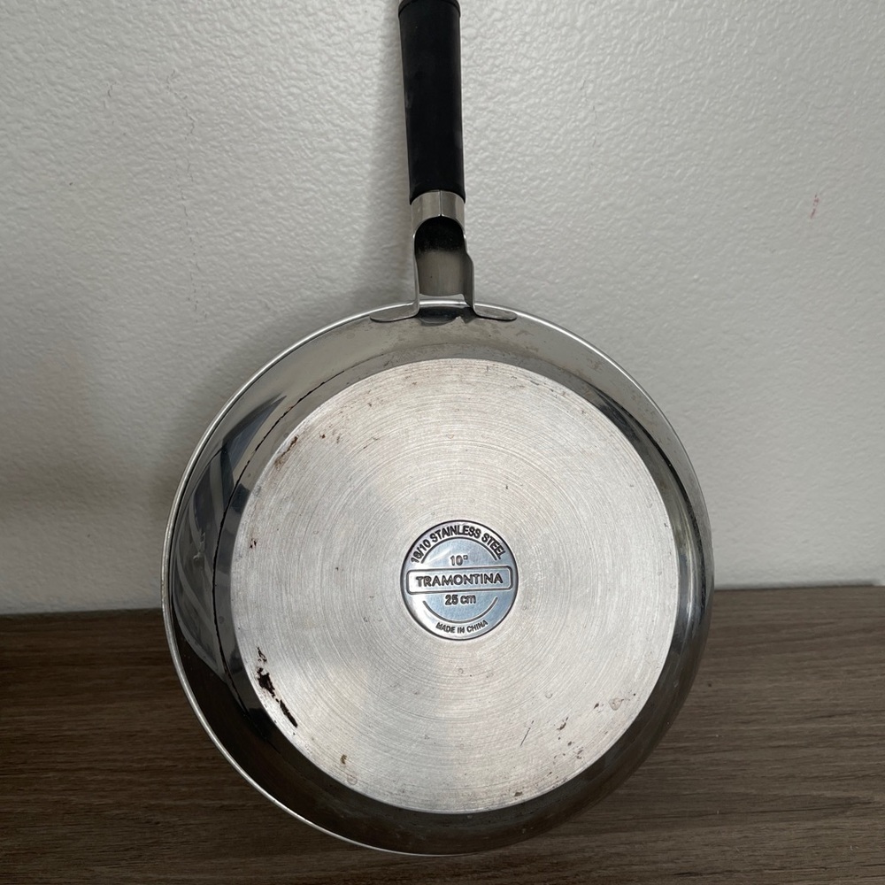 Tramontina Fry Pan Skillet 12” Tri Ply Clad 18/10 Stainless Steel Rubber Handle